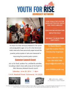 Youth for RISE Advocacy Network Launch Flyer